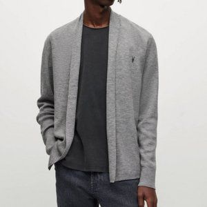 EUC merino wool cardigan in heather gray, sz M